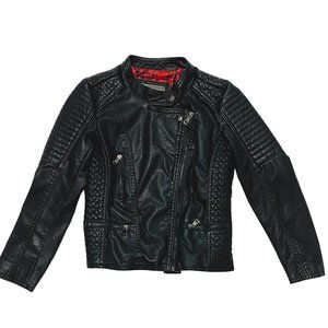 CiSono Black Faux Leather Moto Jacket